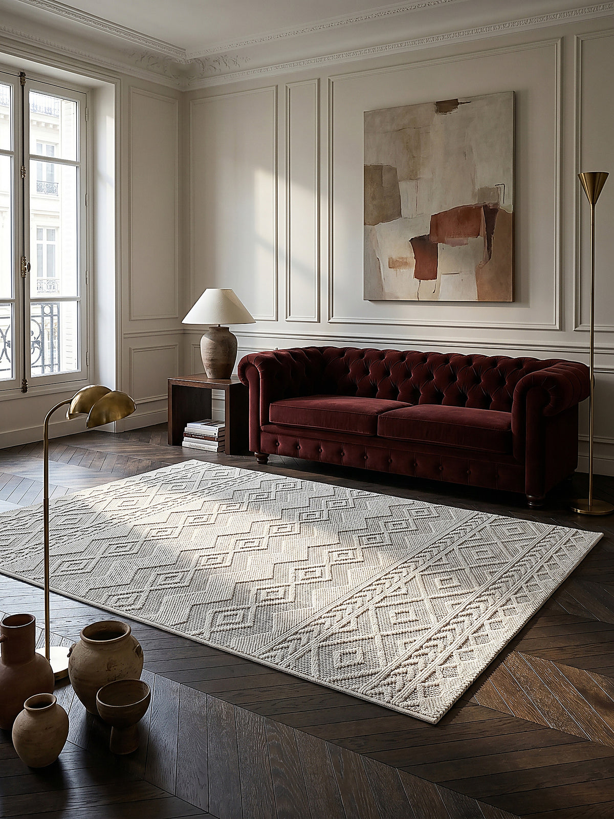 Teppich Creme rechteckig Editorial Styling