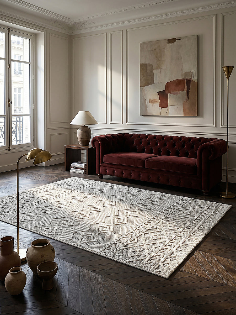 Teppich Creme rechteckig Editorial Styling_