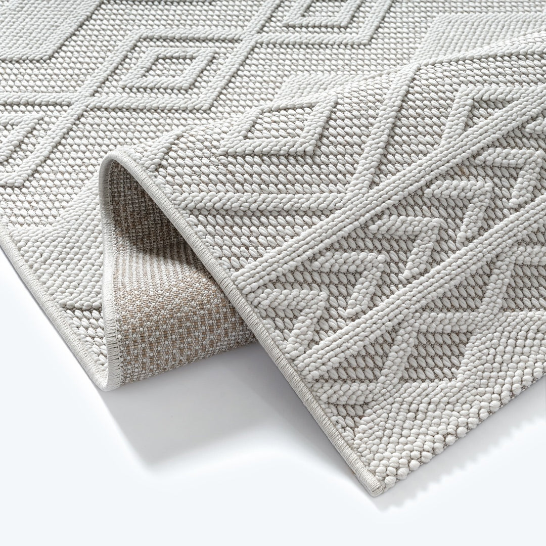 Creme Kurzflor Teppich geometrisch im reduzierten Wohnstil Kollektion STURA_