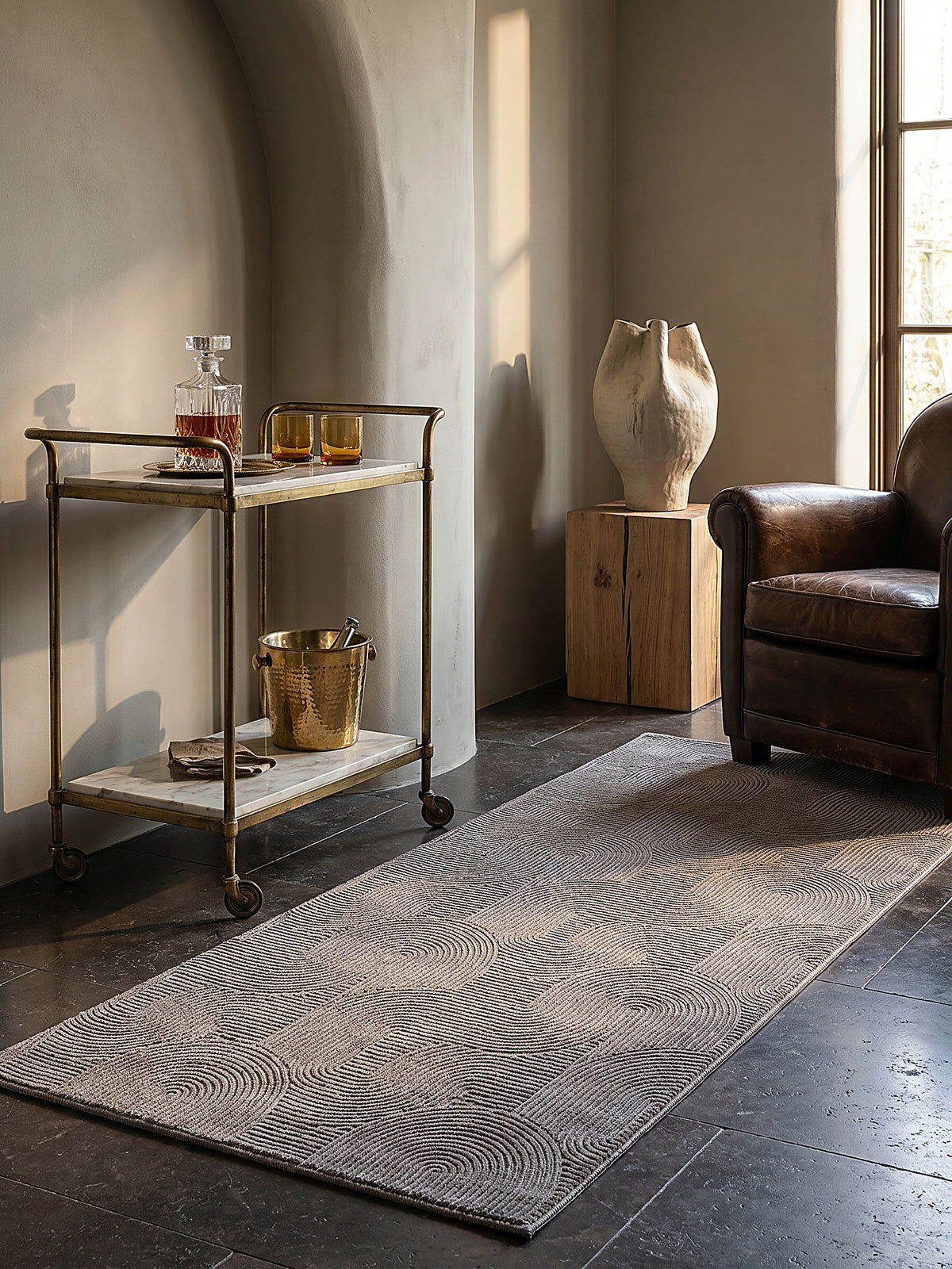 Teppich Beige Läufer gemütliche Wohnszene_