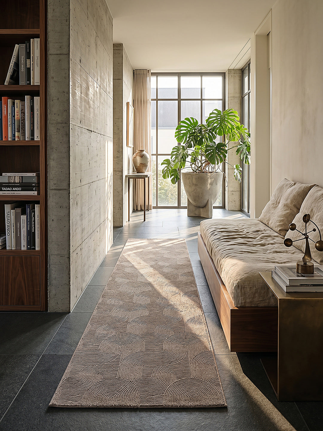 Teppich Beige Läufer im modernen Wohnzimmer_