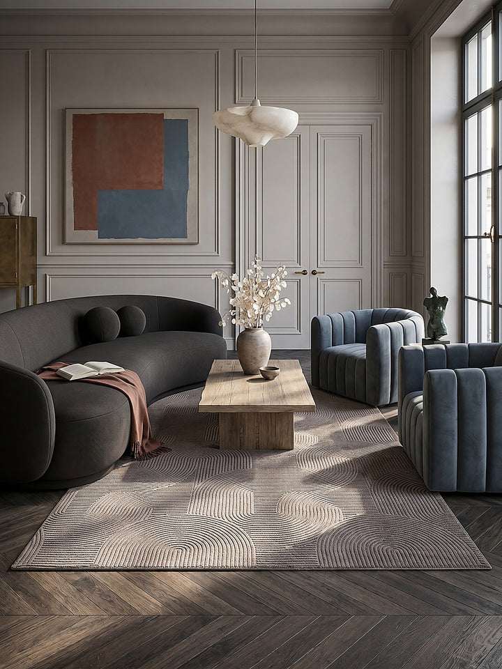 Teppich Beige rechteckig im modernen Wohnzimmer_
