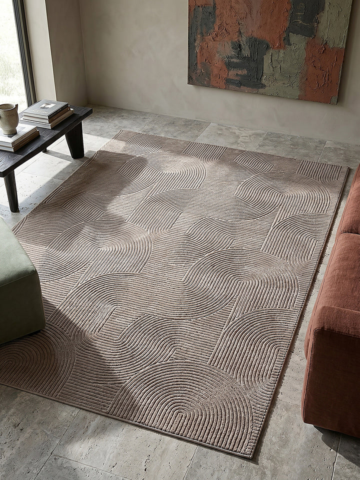 Teppich Beige rechteckig Draufsicht_