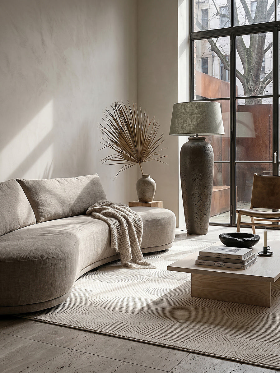 Teppich Creme rechteckig im modernen Wohnzimmer_