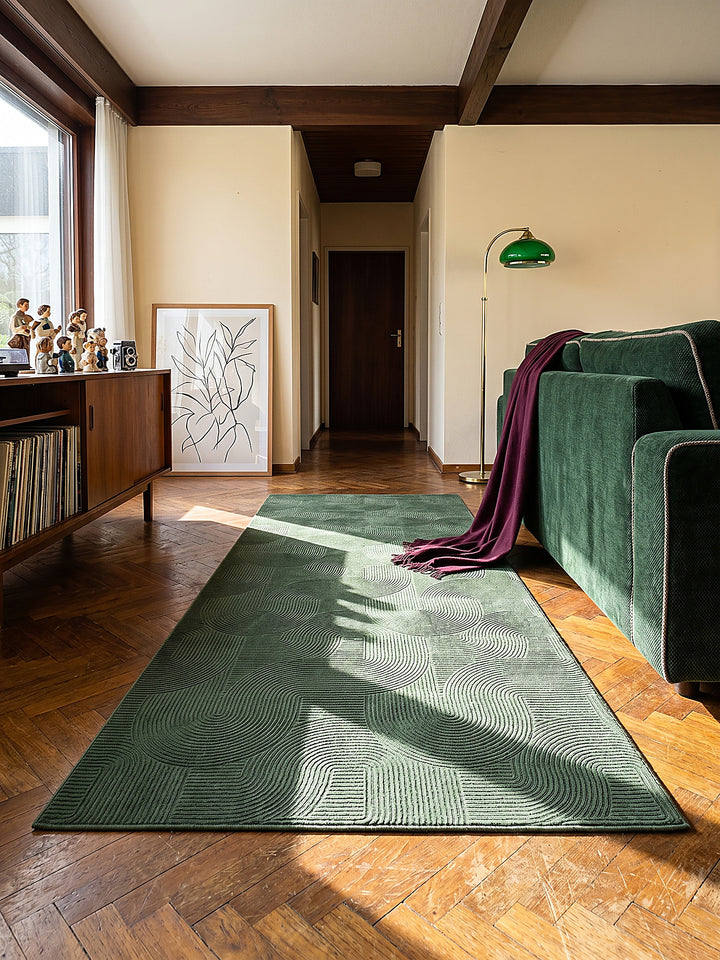 Teppich Waldgrün Textur Nahaufnahme_