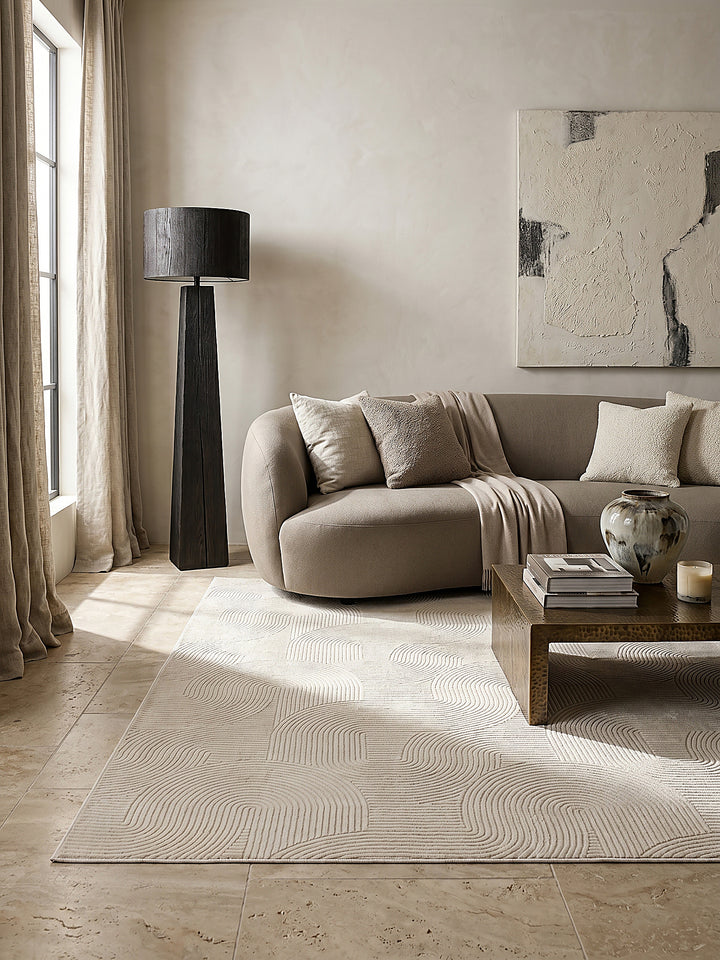 Teppich Creme quadratisch im modernen Wohnzimmer_