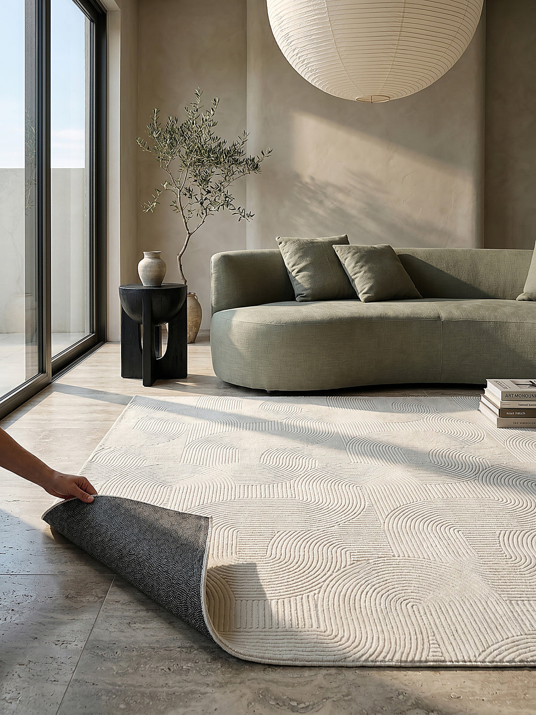 Teppich Creme quadratisch Editorial Styling_