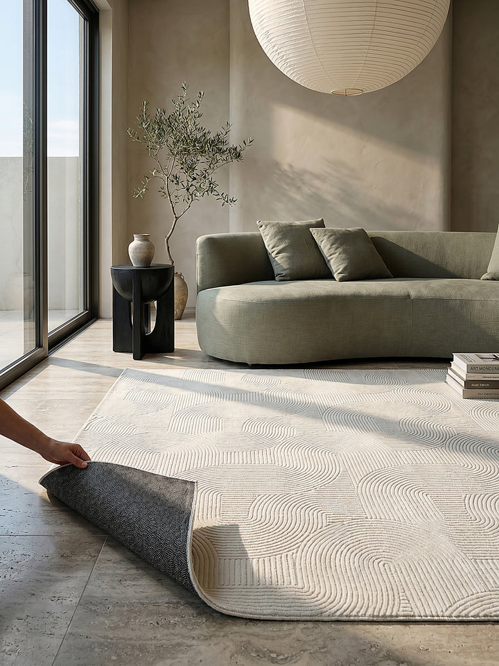 Teppich Creme quadratisch Editorial Styling_