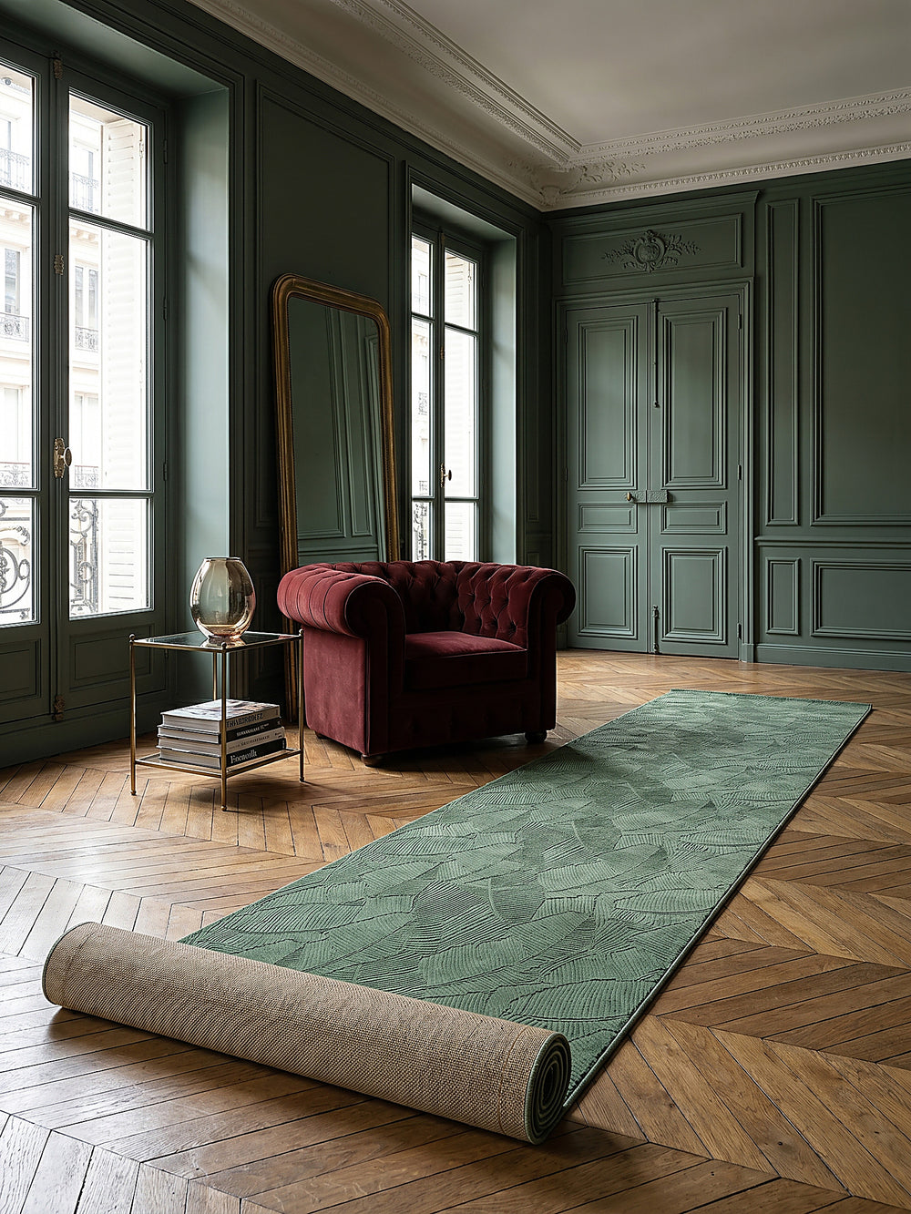 Teppich Waldgrün Läufer Editorial Styling_
