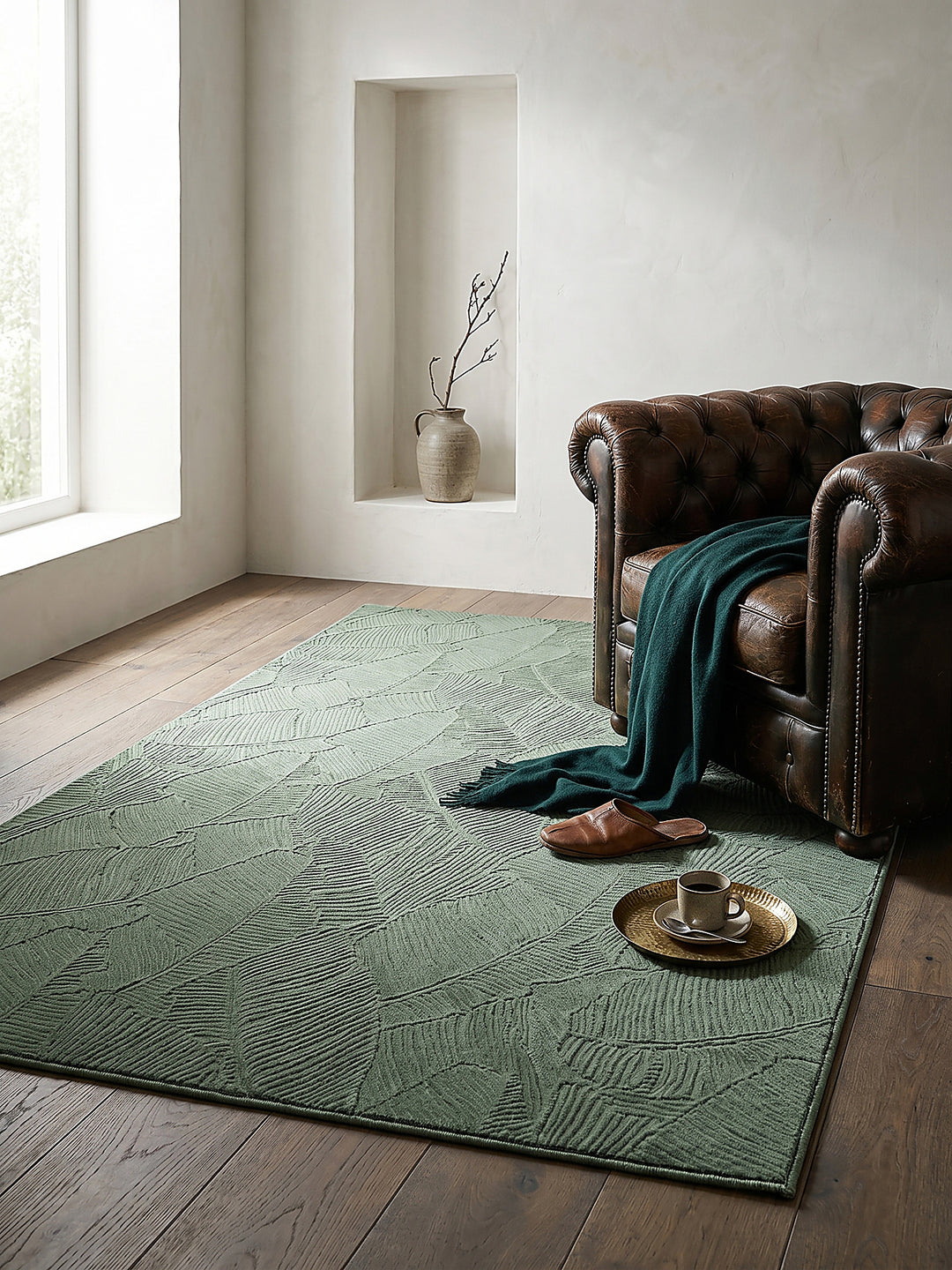 Teppich Waldgrün Textur Nahaufnahme_