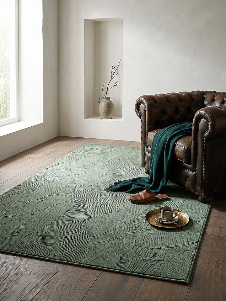 Teppich Waldgrün Textur Nahaufnahme_