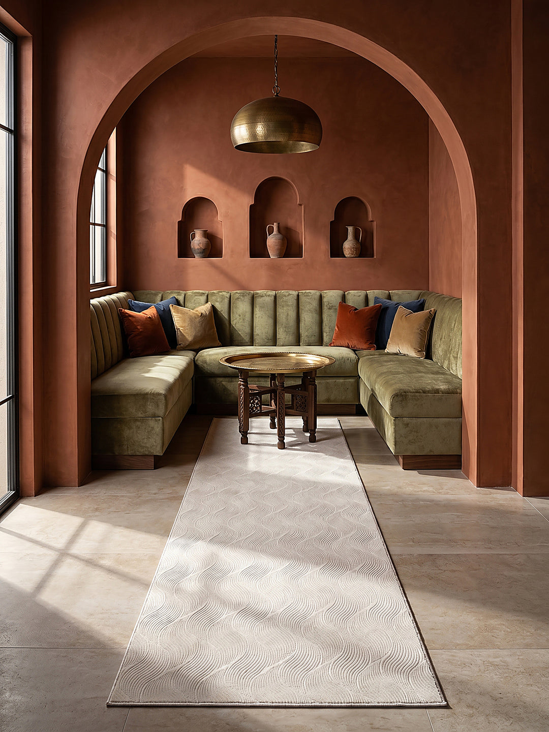 Teppich Creme Läufer im modernen Wohnzimmer_