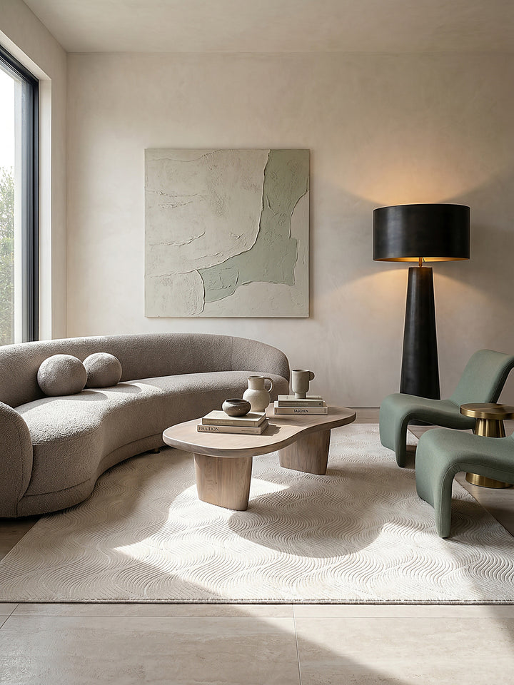 Teppich Creme rechteckig im modernen Wohnzimmer_