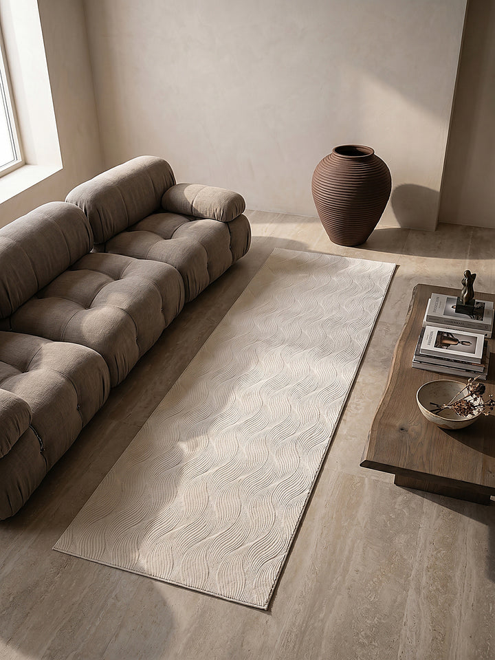 Teppich Creme Läufer Draufsicht_