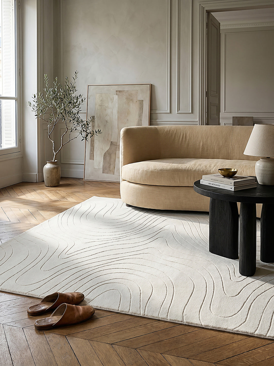 Teppich Creme Textur Nahaufnahme_