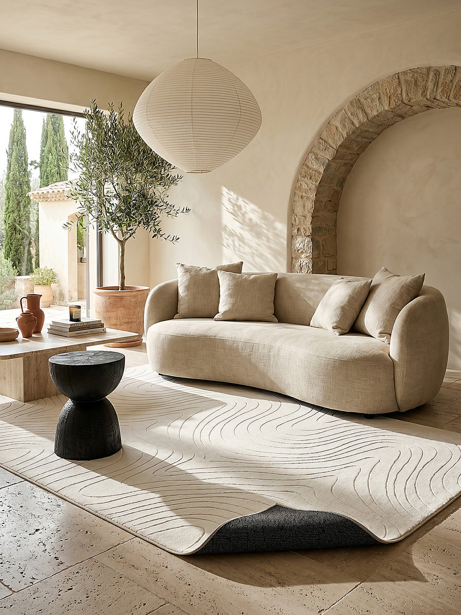 Teppich Creme rechteckig im modernen Wohnzimmer_