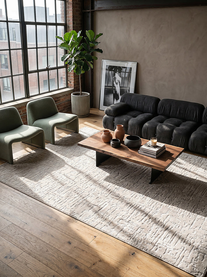 Teppich Beige rechteckig im modernen Wohnzimmer_