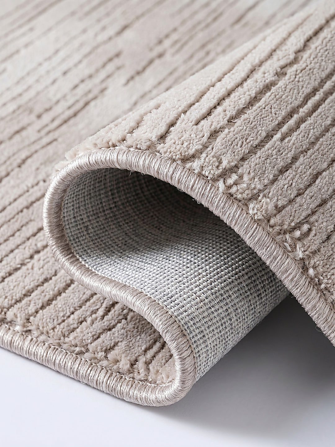 Teppich Beige Kante Verarbeitung_