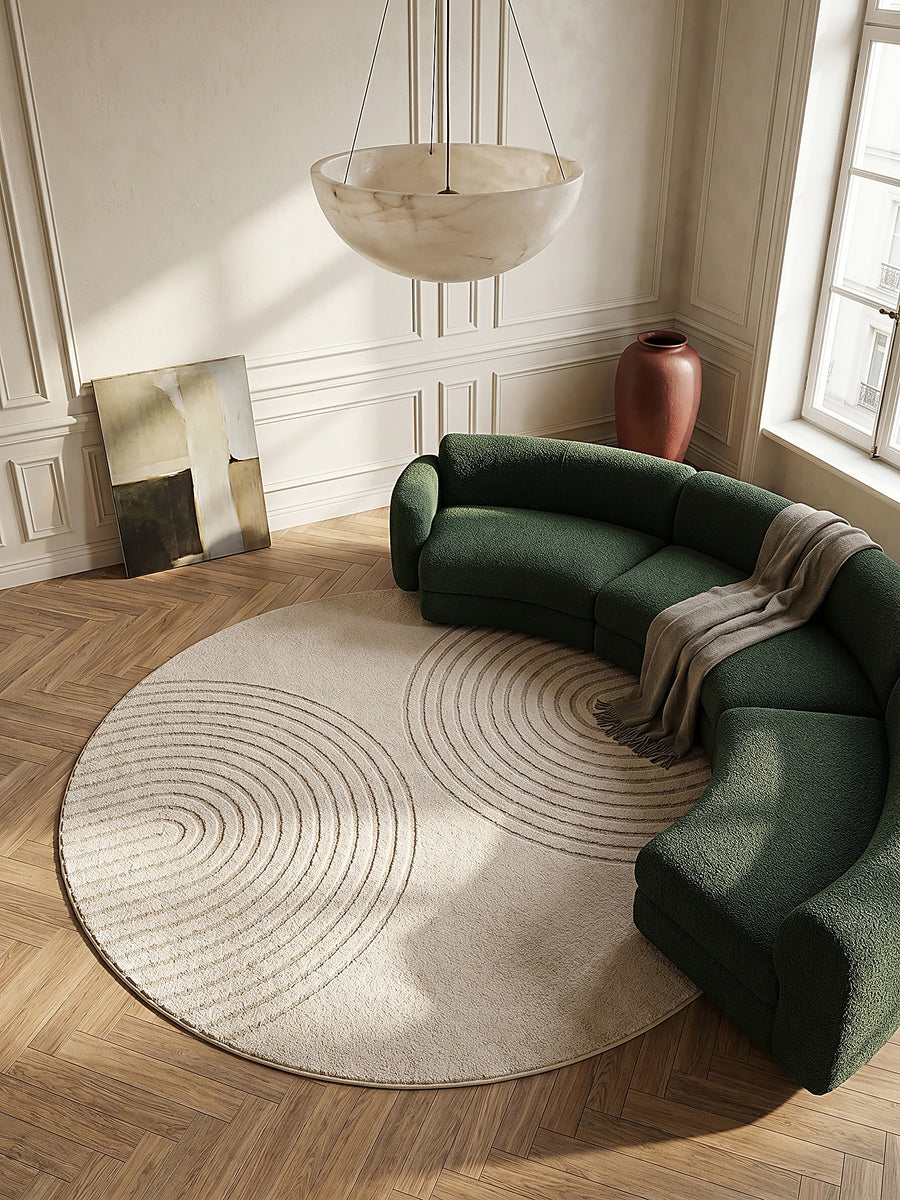 Teppich Beige rund Draufsicht_