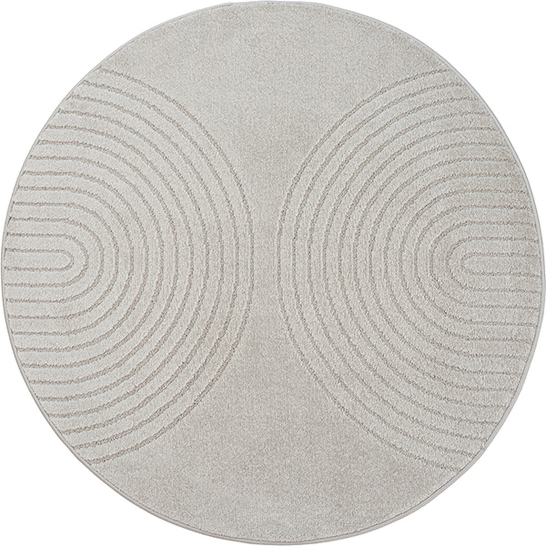 Teppich Grau Geometrisch rund Polyester Raumgestaltung Inneneinrichtung Modern MUOTA 120x120_