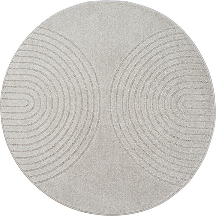 Teppich Grau Geometrisch rund Polyester Raumgestaltung Inneneinrichtung Modern MUOTA 120x120_