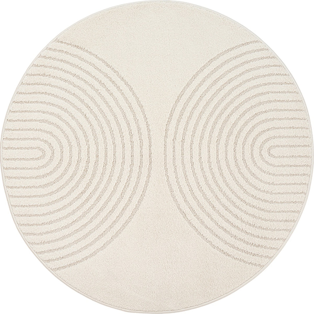 Teppich Creme Geometrisch rund Polyester Raumgestaltung Inneneinrichtung Modern MUOTA 120x120_