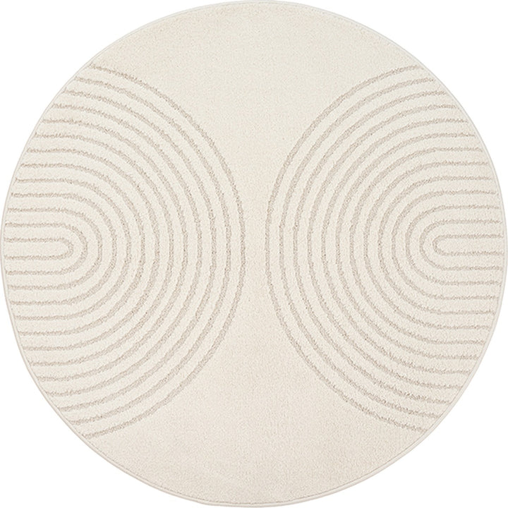 Teppich Creme Geometrisch rund Polyester Raumgestaltung Inneneinrichtung Modern MUOTA 120x120_