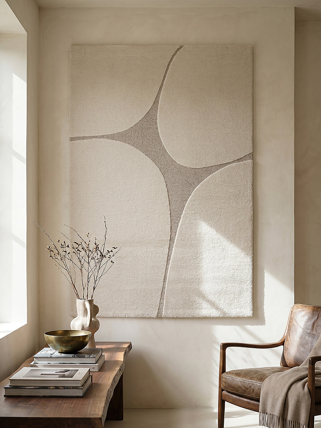 Teppich Creme als Wandteppich_