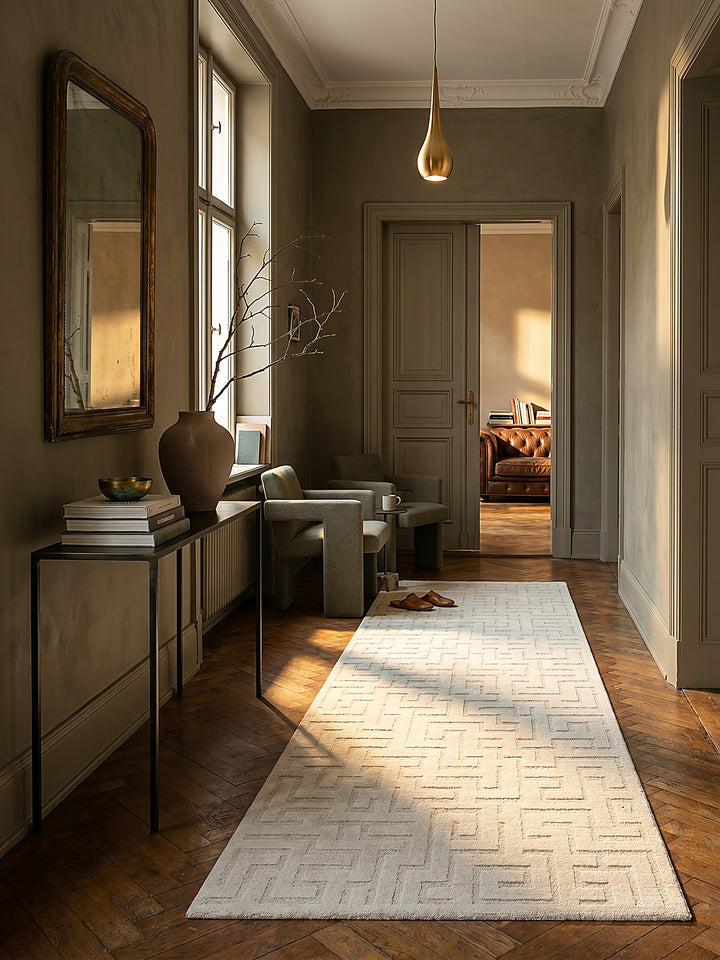 Teppich Creme Läufer im modernen Wohnzimmer_