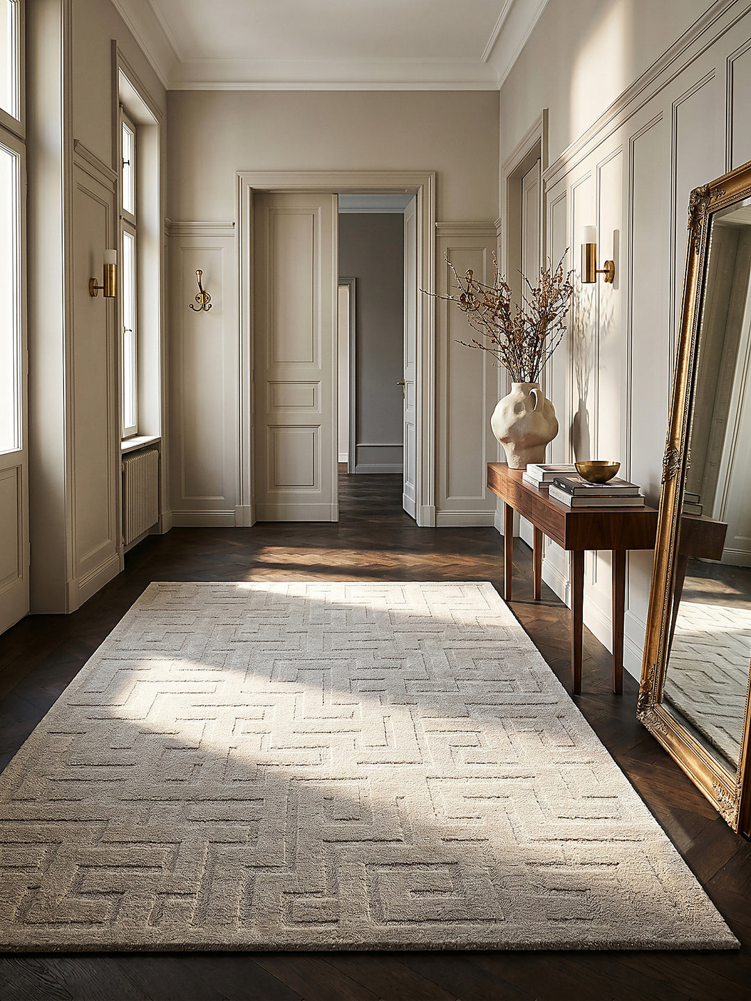 Teppich Beige rechteckig im modernen Wohnzimmer_