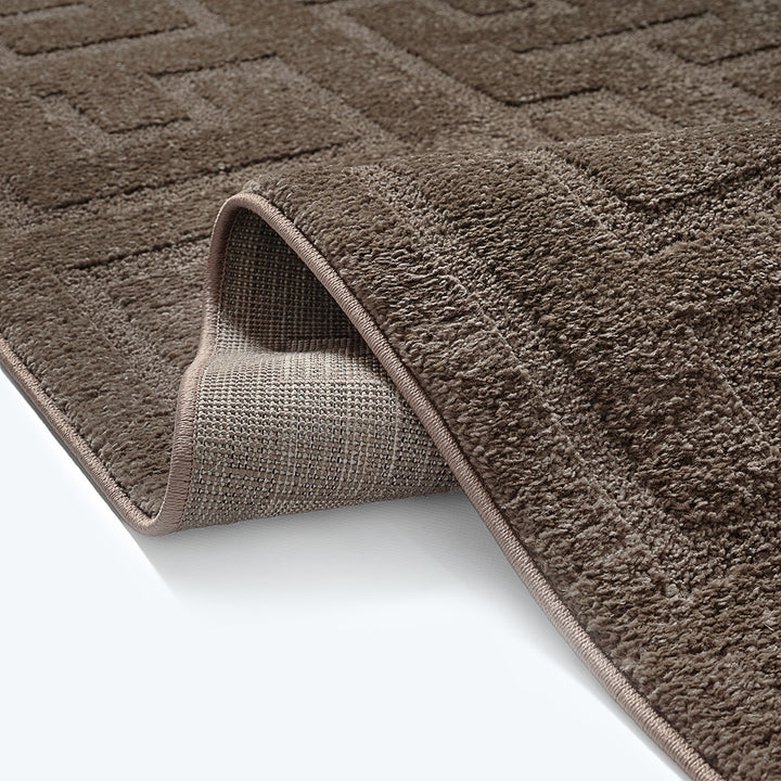 Braun Kurzflorteppich Geometrisch im reduzierten Wohnstil MUOTA Serie_