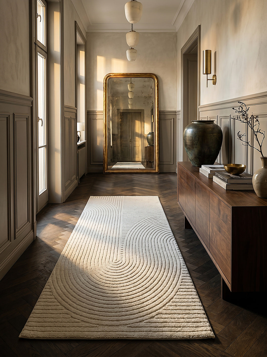 Teppich Creme Läufer im modernen Wohnzimmer_