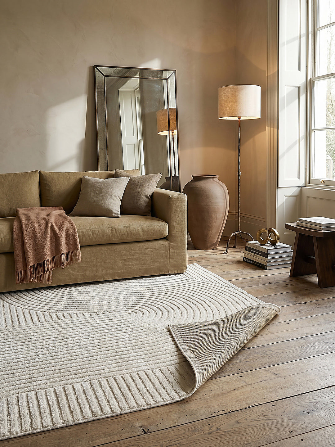 Teppich Creme rechteckig Editorial Styling_
