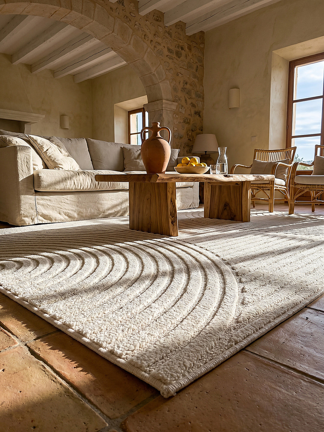 Teppich Creme Textur Nahaufnahme_