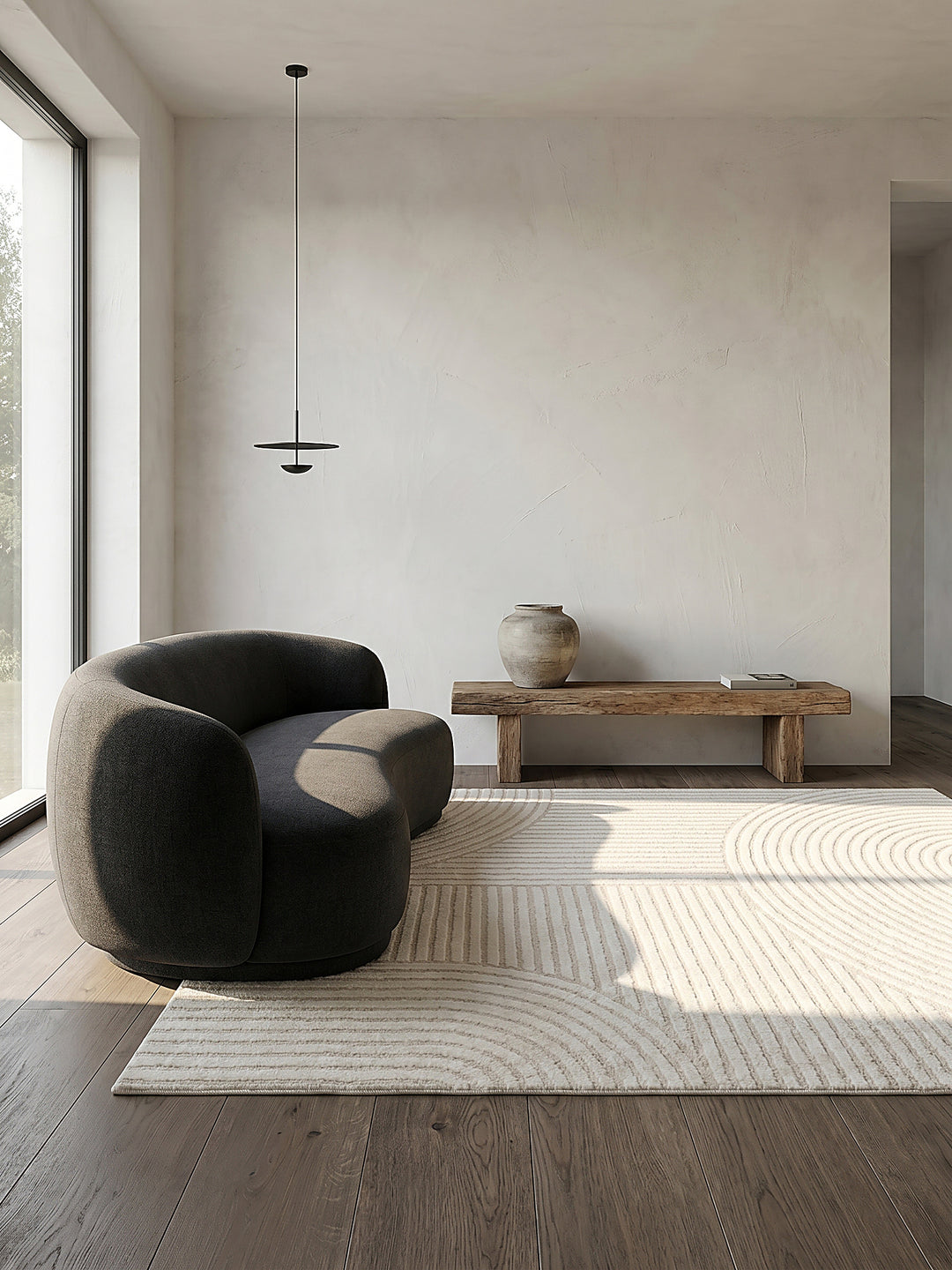 Teppich Creme rechteckig im modernen Wohnzimmer_