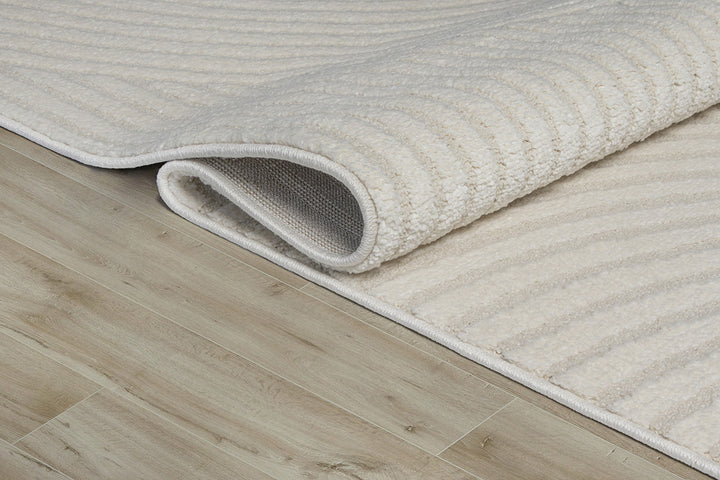 Teppich Kurzflor Creme geometrisch passend für Wohnraum und Flur Polyester CETINA Serie_
