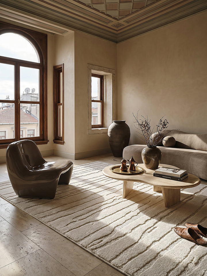 Teppich Creme rechteckig Editorial Styling_