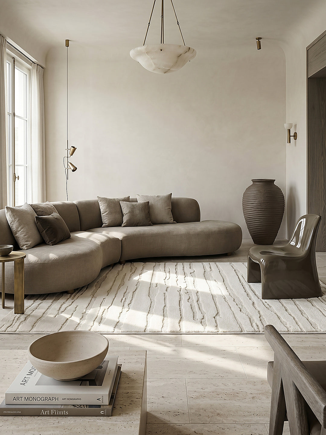 Teppich Creme rechteckig im modernen Wohnzimmer_