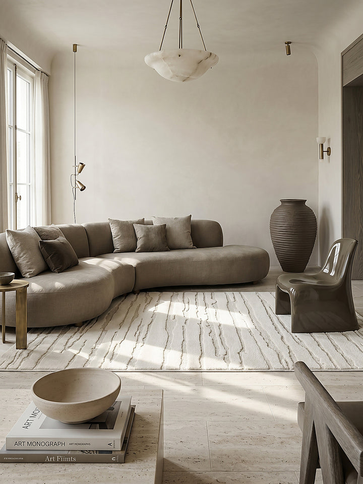 Teppich Creme rechteckig im modernen Wohnzimmer_