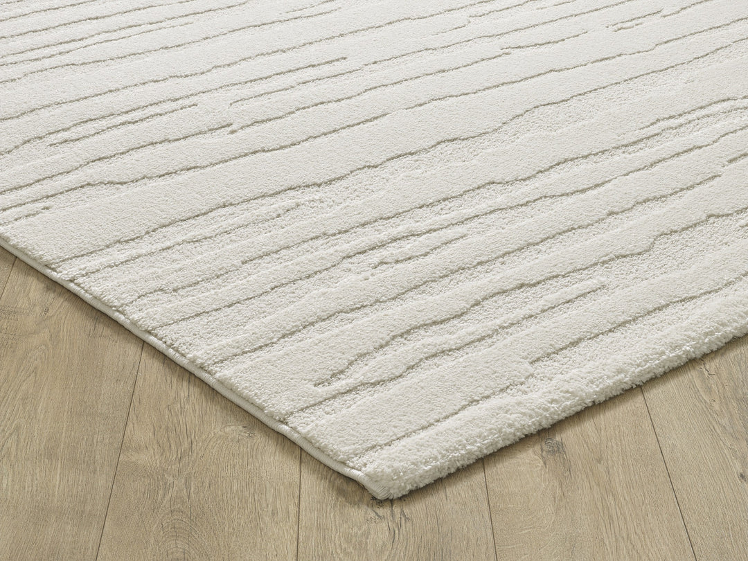 Teppich Creme Streifen rechteckig Polyester Designteppich Kollektion CETINA Wohnraum 160x230_