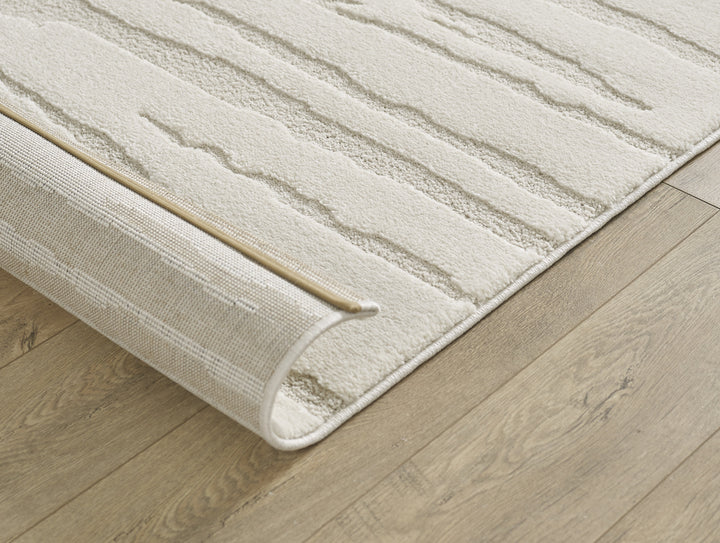 Teppich Creme Streifen Läufer Polyester Raumgestaltung Inneneinrichtung Skandinavisch CETINA 80x300_