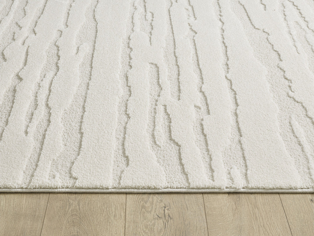 Teppich Creme Streifen rechteckig Polyester Interieur Wohnaccessoire Skandinavisch CETINA Dekor_