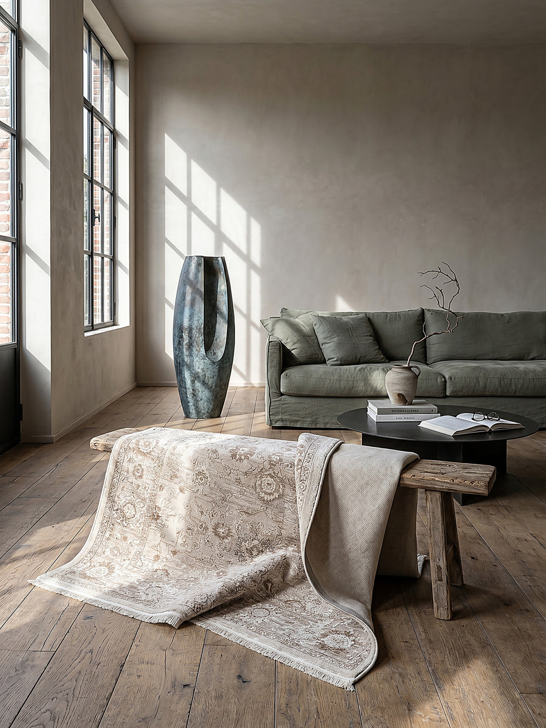 Teppich Beige rechteckig Editorial Styling_