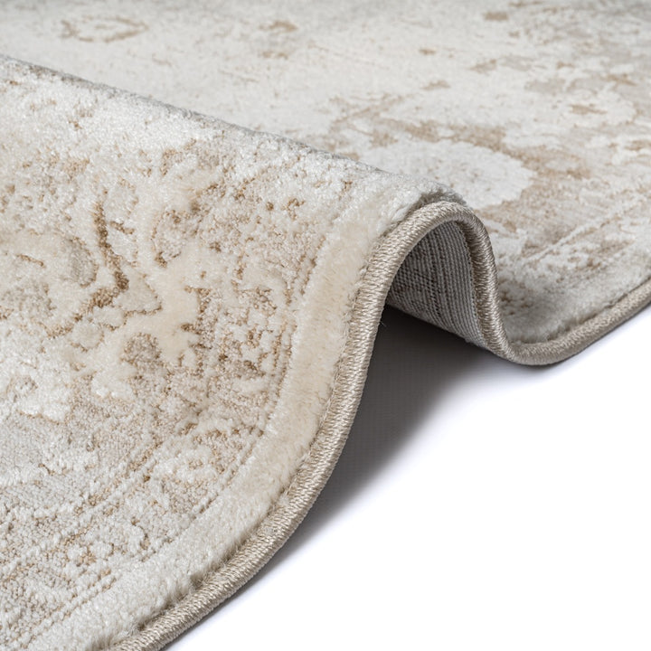 Kurzflorteppich Beige vielseitig für Wohn- und Schlafbereich aus Polyester SCRIVIA Serie_