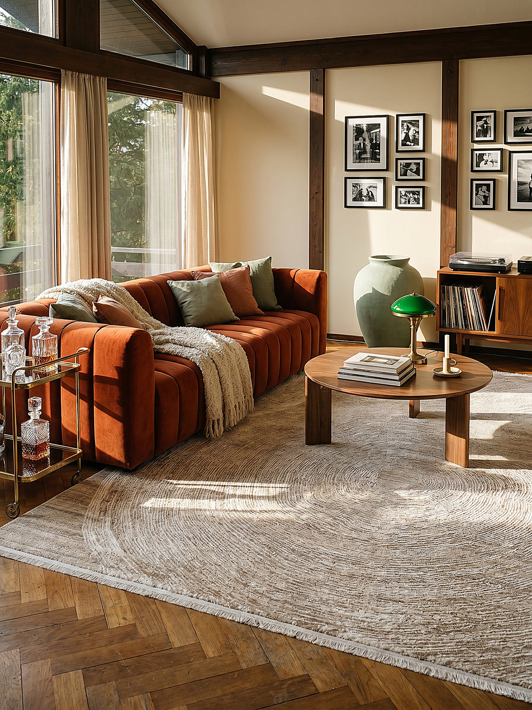 Teppich Beige rechteckig im modernen Wohnzimmer_