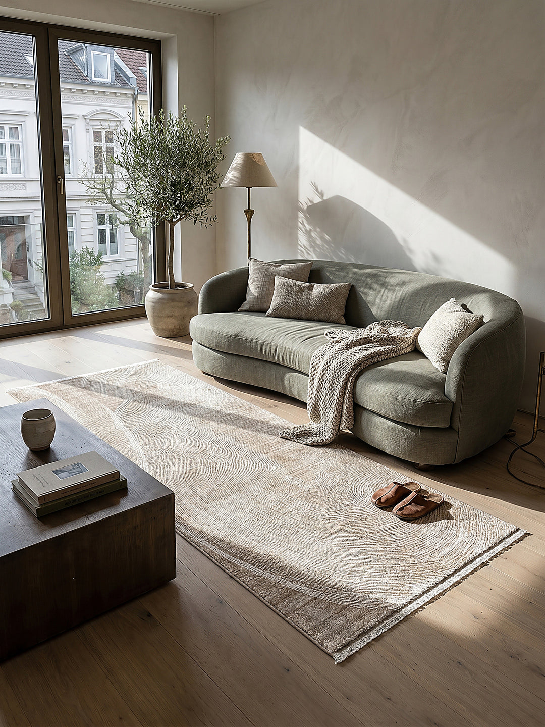 Teppich Beige Läufer gemütliche Wohnszene_