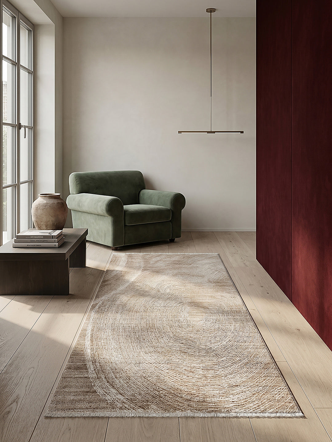 Teppich Beige Läufer im modernen Wohnzimmer_