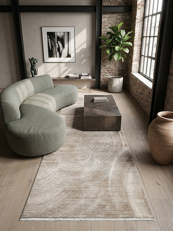 Teppich Beige Läufer Draufsicht_