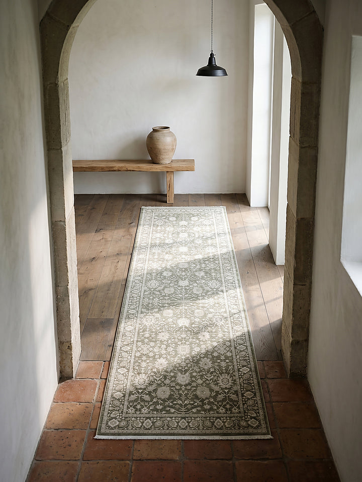 Teppich Grün Läufer Draufsicht_