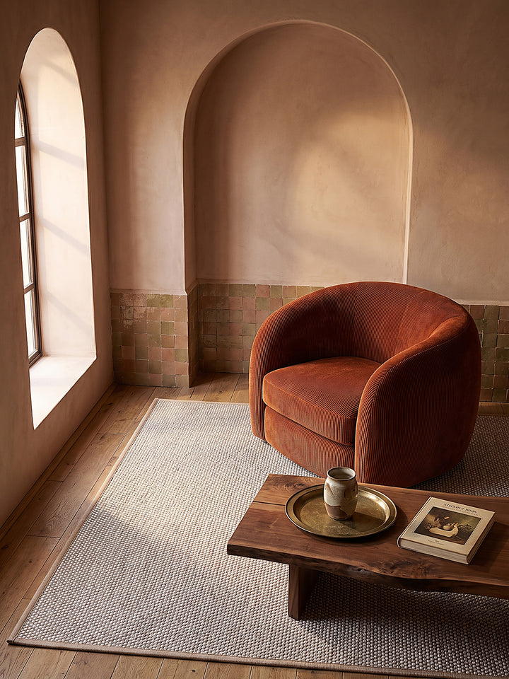 Teppich Beige rechteckig gemütliche Wohnszene_